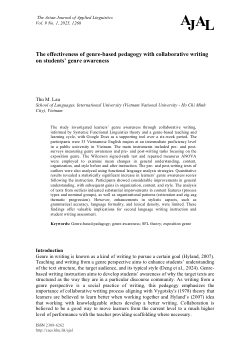 The effectiveness of genre-based pedagogy with collaborative writing on students’ genre awareness