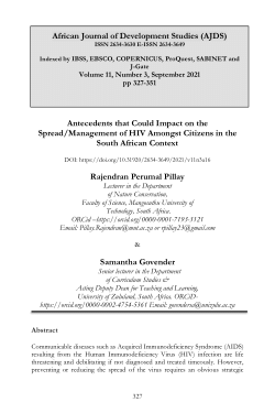 Antecedents that could impact on the spread/management of HIV amongst citizens in the South African context