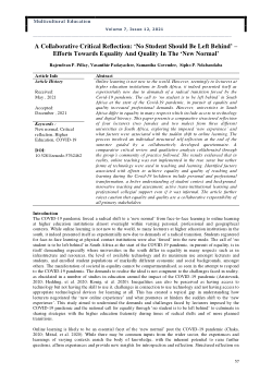 A Collaborative critical reflection: ‘no student should be left behind’ – Efforts towards equality and quality in the ‘new normal’