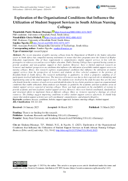 Exploration of the organisational conditions that influence the utilization of student support services in South African Nursing Colleges.