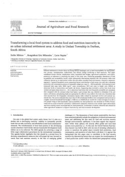 <sub>Transforming a local food system to address food and nutrition insecurity </sub><sub>in an urban informal settlement area: a study in Umlazi Township in Durban, South Africa.</sub>