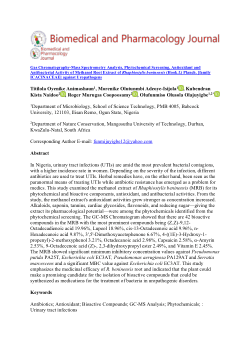 Gas chromatography-mass spectrometry analysis, phytochemical screening, antioxidant and antibacterial activity of methanol root extract of rhaphiostylis beninensis (Hook.f.) Planch. [family ICACINACEAE] against Uropathogens