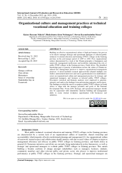 Organizational culture and management practices at technical vocational education and training colleges.