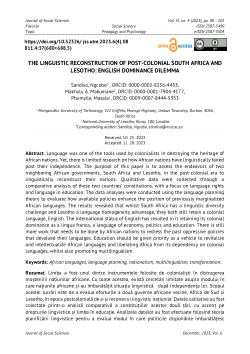 The linguistic reconstruction of post-colonial South Africa and Lesotho : English dominance dilemma.