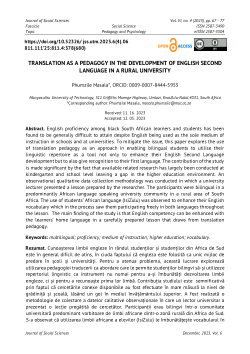 Translation as a pedagogy in the development of English second language in a rural university.
