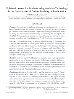Epistemic access for students using assistive technology in the introduction of online teaching in South Africa.
