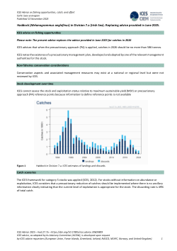 Item - Haddock (Melanogrammus aeglefinus) in Division 7.a (Irish Sea). Replacing advice provided ...