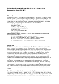 English rural district house-building 1919-1974 dataset, with rural-urban comparative data 1945-1974