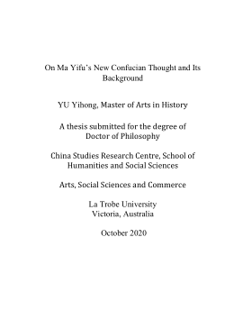 On Ma Yifu’s New Confucian Thought and Its Background