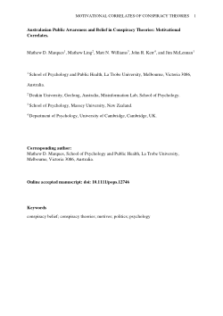 Australasian Public Awareness and Belief in Conspiracy Theories: Motivational Correlates