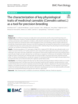 The characterization of key physiological traits of medicinal cannabis (Cannabis sativa L.) as a tool for precision breeding