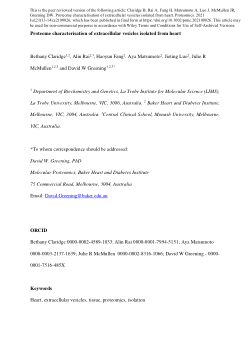Proteome characterisation of extracellular vesicles isolated from heart