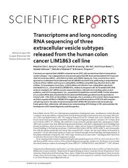 Transcriptome and long noncoding RNA sequencing of three extracellular vesicle subtypes released from the human colon cancer LIM1863 cell line