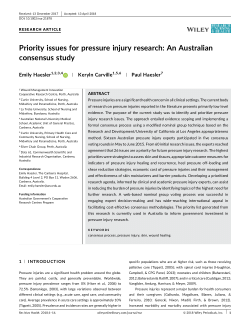 Priority issues for pressure injury research: an Australian consensus study
