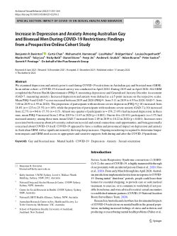 Increase in Depression and Anxiety Among Australian Gay and Bisexual Men During COVID-19 Restrictions: Findings from a Prospective Online Cohort Study