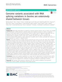 Genome Variants Associated with RNA Splicing variations in Bovine are Extensively Shared Between Tissues