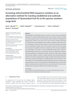 Screening mitochondrial DNA sequence variation as an alternative method for tracking established and outbreak populations of Queensland fruit fly at the species southern range limit