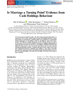 Is Marriage a Turning Point? Evidence from Cash Holdings Behaviour