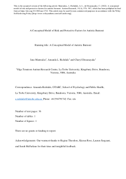 A conceptual model of risk and protective factors for autistic burnout