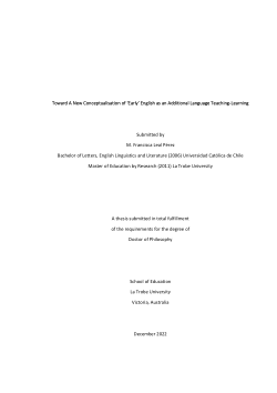 Toward A New Conceptualisation of ‘Early’ English as an Additional Language Teaching-Learning