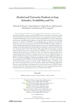 Alcohol and University Students in Iraq: Attitudes, Availability, and Use