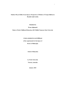 Outdoor Play in Public Green Spaces: Perspectives of Mothers of Young Children in Riyadh, Saudi Arabia