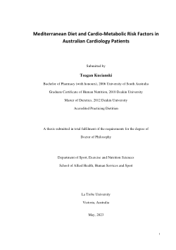 Mediterranean Diet and Cardio-Metabolic Risk Factors in Australian Cardiology Patients