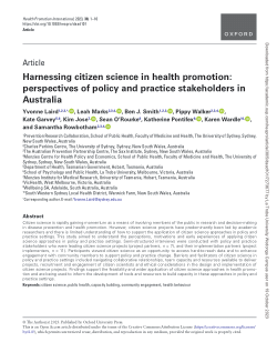 Harnessing citizen science in health promotion: perspectives of policy and practice stakeholders in Australia