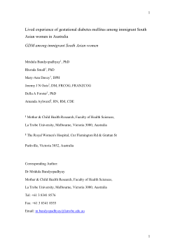 Lived experience of gestational diabetes mellitus among immigrant South Asian women in Australia