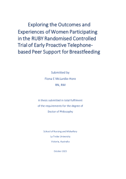 Exploring the outcomes and experiences of women participating in the RUBY randomised controlled trial of early proactive telephone-based peer support for breastfeeding