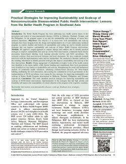 Practical Strategies for Improving Sustainability and Scale-up of Noncommunicable Disease-related Public Health Interventions: Lessons from the Better Health Program in Southeast Asia