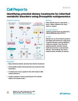 Identifying potential dietary treatments for inherited metabolic disorders using Drosophila nutrigenomics.