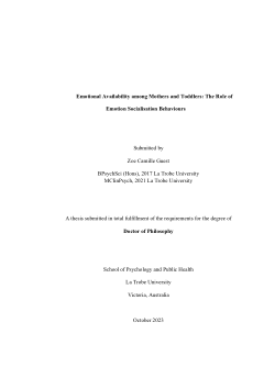 Emotional Availability among Mothers and Toddlers: The Role of Emotion Socialisation Behaviours