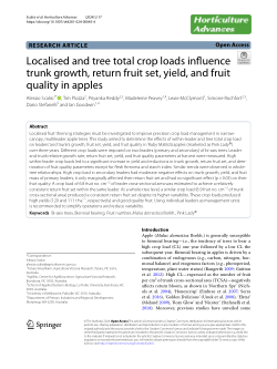 Localised and tree total crop loads influence trunk growth, return fruit set, yield, and fruit quality in apples