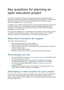 Key questions for planning an open education project