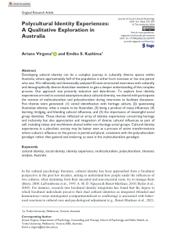 Polycultural Identity Experiences: A Qualitative Exploration in Australia