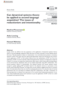 Can dynamical systems theory be applied to second language acquisition? The issues of reductionism and intentionality
