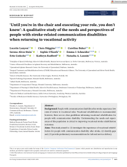 ‛Until you're in the chair and executing your role, you don't know’: A qualitative study of the needs and perspectives of people with stroke-related communication disabilities when returning to vocational activity