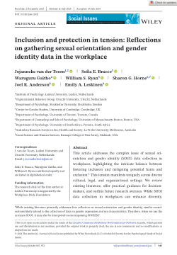 Inclusion and protection in tension: Reflections on gathering sexual orientation and gender identity data in the workplace