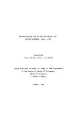 Perspectives on the Australian Radical Left Student Movement 1966 - 1975