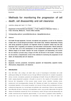 Methods for monitoring the progression of cell death, cell disassembly and cell clearance