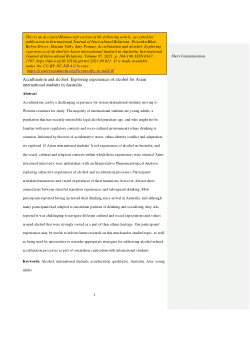 Acculturation and alcohol: Exploring experiences of alcohol for Asian international students in Australia