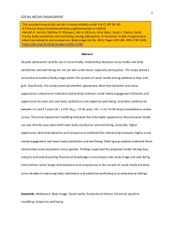 Social media, body satisfaction and well-being among adolescents: A mediation model of appearance-ideal internalization and comparison