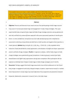 The impact of completing body image assessments on adolescents’ body image and engagement in body change strategies: Harmful or harmless?