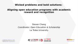 Wicked problems and bold solutions – aligning open education programs with academic reward and recognition