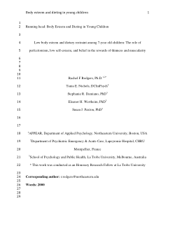 Low body esteem and dietary restraint among 7-year old children: The role of perfectionism, low self-esteem, and belief in the rewards of thinness and muscularity