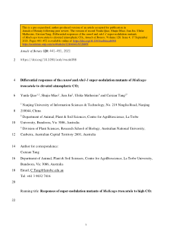Differential responses of the sunn4 and rdn1-1 super-nodulation mutants of Medicago truncatula to elevated atmospheric CO2