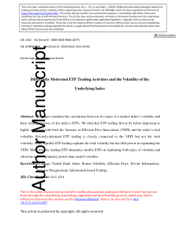 Differently motivated exchange traded fund trading activities and the volatility of the underlying index