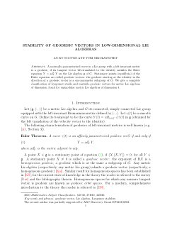 Stability of Geodesic Vectors in Low-Dimensional Lie Algebras
