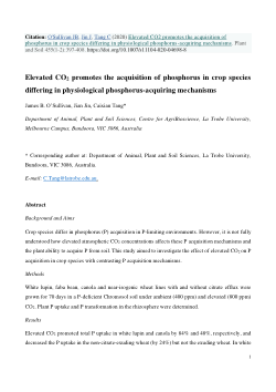 Elevated CO<sub>2</sub> promotes the acquisition of phosphorus in crop species differing in physiological phosphorus-acquiring mechanisms